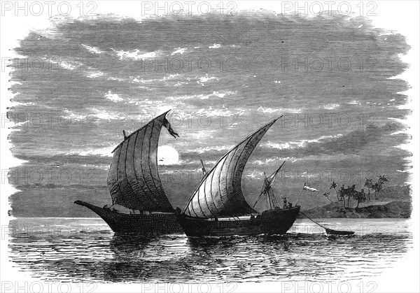 Arab dhows on the Red Sea, c1890. Artist: Unknown