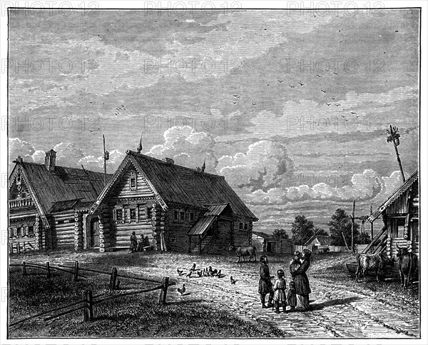 A Russian village in the southern agricultural zone, c1890. Artist: Unknown