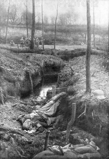 Dead German soldier, Plessis-de-Roye, Picardy, France, 30th March 1918. Artist: Unknown