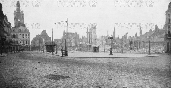 The ruins and bell tower of Douai, France, 1918. Artist: Unknown