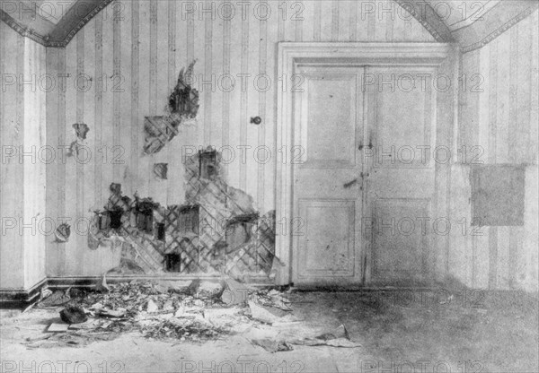 Room where Tsar Nicholas II and his family were executed, Yekaterinburg, Russia, July 17 1918. Artist: Unknown