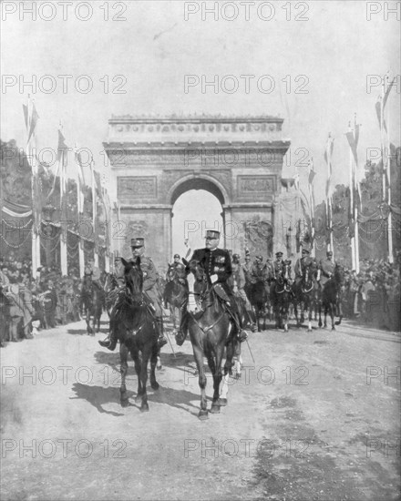 Marshals Foch and Joffre during the grand victory parade, Paris, France, 14 July 1919. Artist: Unknown