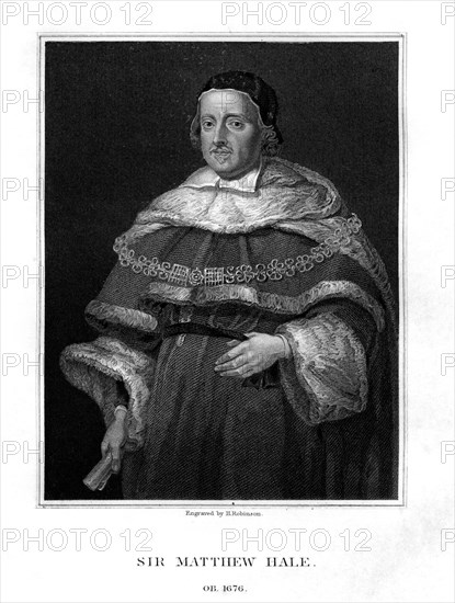 Sir Matthew Hale, Lord Chief Justice of England, (1829).Artist: H Robinson