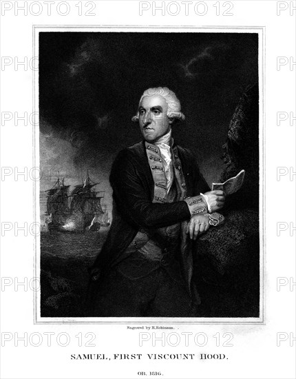 Samuel Hood, 1st Viscount Hood, British admiral, (1831).Artist: H Robinson