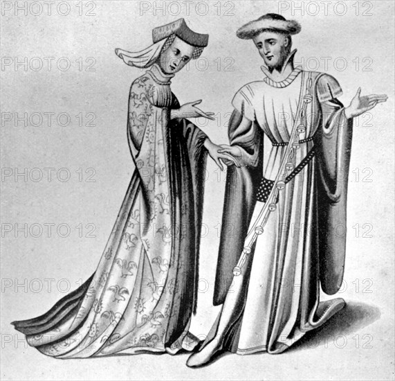 Male and female dress, late 14th-early 15th century, (1910). Artist: Unknown