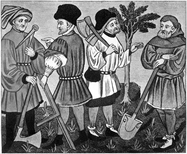 Artificers, 15th century, (1910). Artist: Unknown