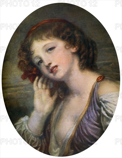 'The Listening Girl', 18th century, (1912).Artist: Jean-Baptiste Greuze