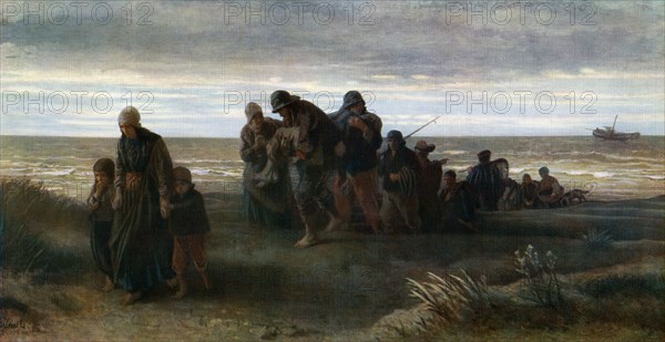 'Fishermen carrying a Drowned Man', c1861, (1912).Artist: Jozef Israels