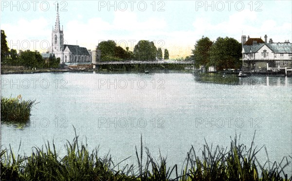 Marlow Bridge and Church, Buckinghamshire, 20th Century. Artist: Unknown