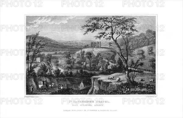 St Catherine's Chapel, Guildford, Surrey, 1829.Artist: J Rogers