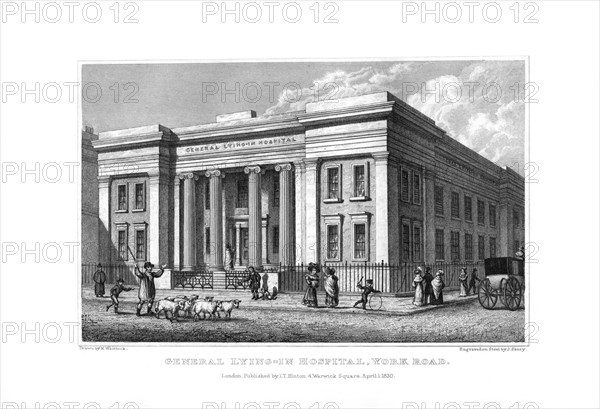 General Lying-in Hospital, York Road, Lambeth, London, 1830.Artist: J Shury