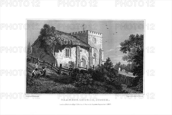 Bramber Church, West Sussex, 1829.Artist: J Shury