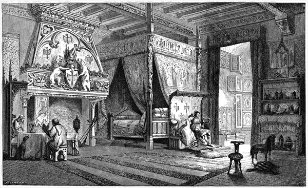 Dwelling room of a seigneur of the 14th century, (1870). Artist: Unknown
