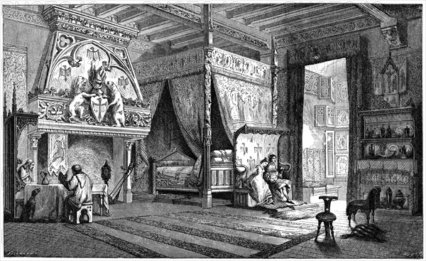 Dwelling room of a seigneur of the 14th century, (1870). Artist: Unknown