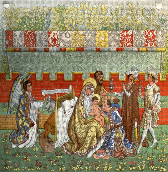 'The Adoration of the Magi', the tapestry of Berne, 14th century, (1870). Artist: Unknown