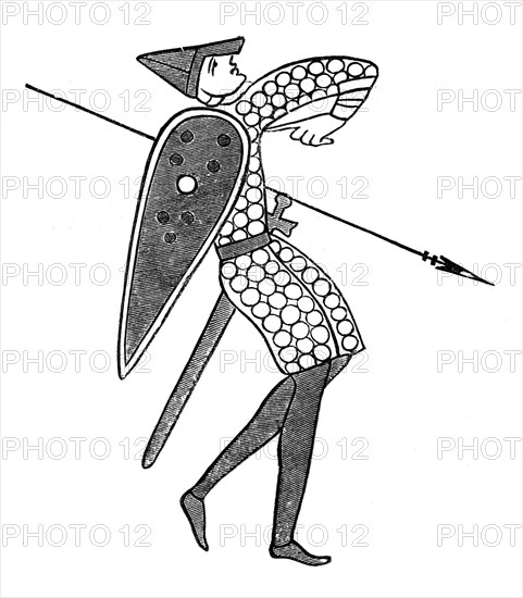 A lancer of William's army, Bayeux Tapestry, c1070s, (1870). Artist: Unknown