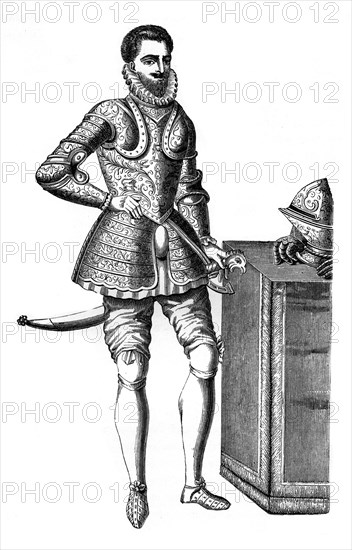 Francois, Duke of Anjou and Alencon, in damascened armour, 16th century, (1870). Artist: Unknown