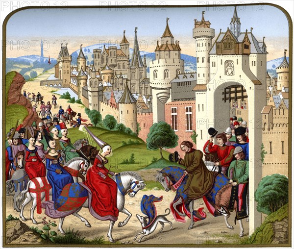 'Entrance of the Queen Isabeau of Bavaria into Paris', c1500, (1870).Artist: Franz Kellerhoven