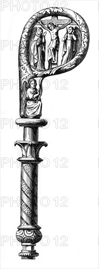 Bishop's crozier, Cathedral of Metz, 14th century, (1870). Artist: Unknown