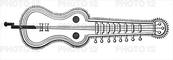 Organistrum, 9th century, (1870). Artist: Unknown