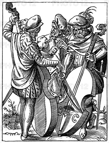 German musicians, 16th century, (1870). Artist: Jost Amman