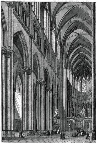 Interior of Amiens Cathedral, France, 13th century, (1870). Artist: J Huyot