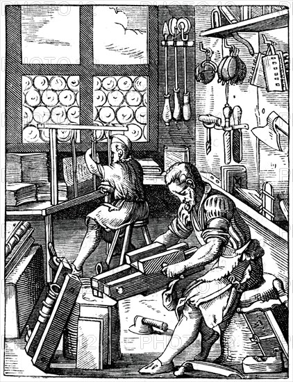 'Bookbinders', 16th century, (1870).Artist: Jost Amman