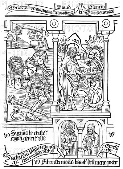 Page from the Biblia Pauperum, 15th century, (1870). Artist: Unknown