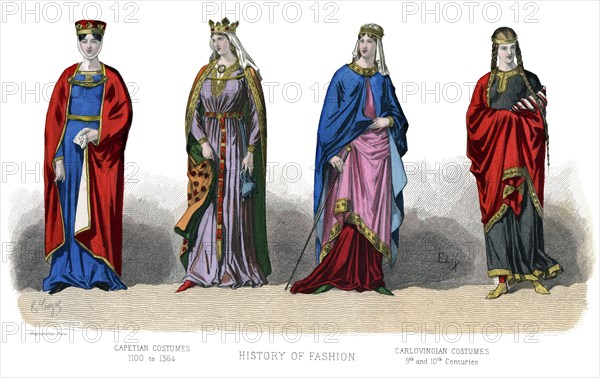 French costume: Capetian, Carlovingian, (1882). Artist: Unknown