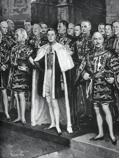 The Earl Marshal, heralds, and other officers of arms, coronation of George VI, 12 May 1937.Artist: W Smithson Broadhead