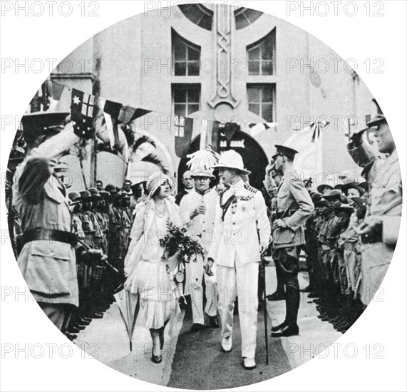 The Duke and Duchess of York visiting the tomb of Admiral Benbow, Kingston, Jamaica, 1927, (1937). Artist: Unknown