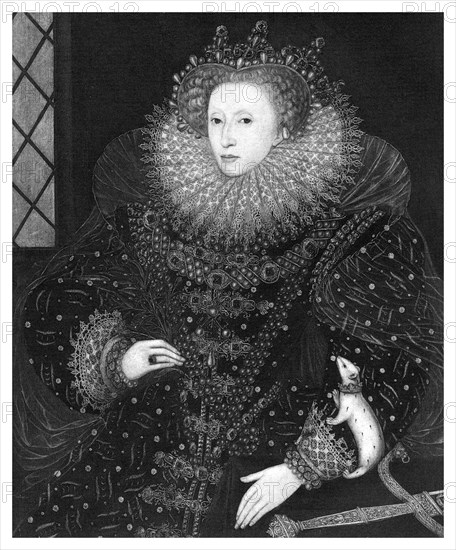 Queen Elizabeth, The Ermine Portrait, 1585, (1896).Artist: Nicholas Hilliard