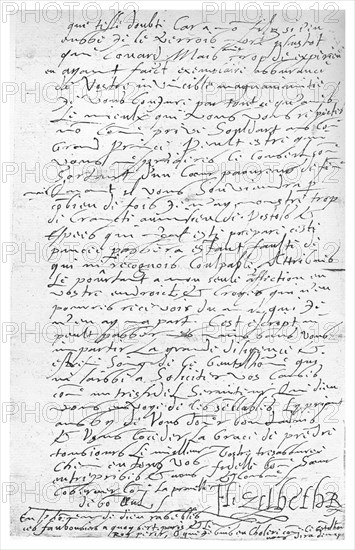 Letter written by Queen Elizabeth I, 16th century, (1896).Artist: Queen Elizabeth I