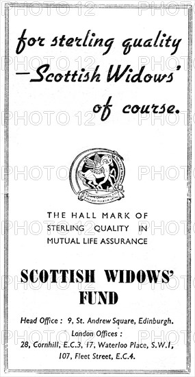 Scottish Widows Fund, 1938. Artist: Unknown