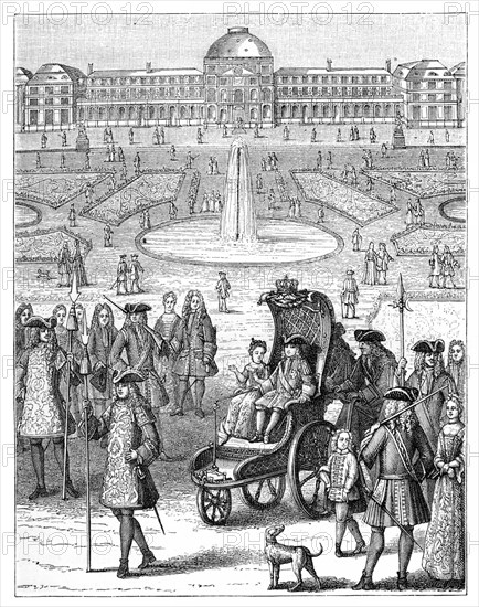 Louis XV at the Tuileries, Paris, 18th century, (1885). Artist: Bonnardot