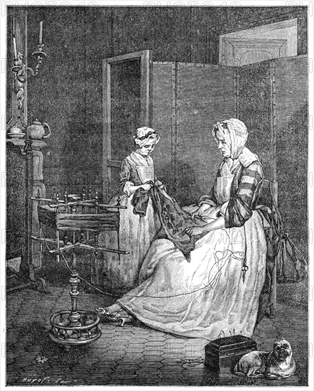 'The Diligent Mother', 1740, (1885). Artist: Unknown