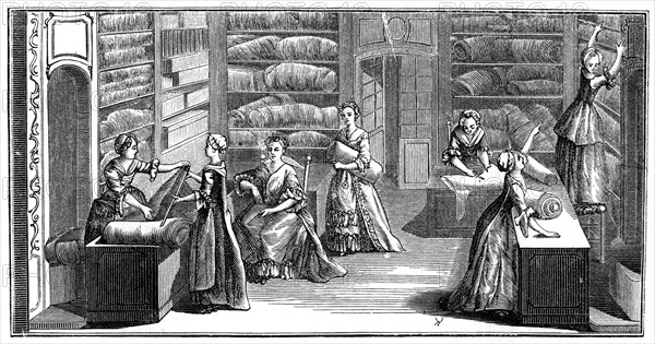 Fabric Shop, (1885).Artist: Bonnardot