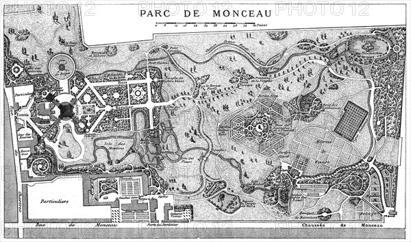 Plan Of Monceau Park, Paris, 1778, (1885). Artist: Unknown