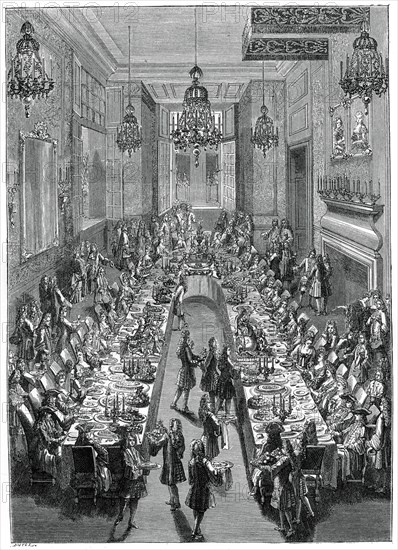 Feast At The Spanish Embassy, Paris, 1707, (1885).Artist: Scottin