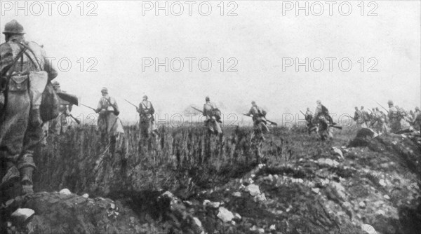 The French launch their offensive, 2nd Battle of Champagne, France, 25 September 1915. Artist: Unknown