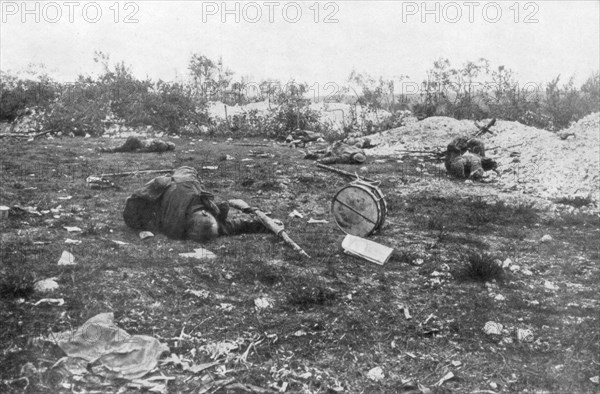 German dead, Second Battle of Champagne, France, September 25-November 6 1915. Artist: Unknown