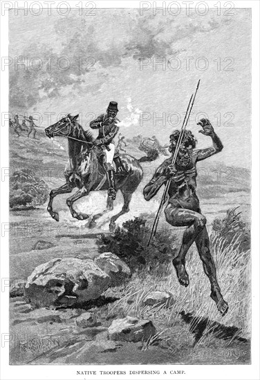 'Native Troopers Dispersing A Camp', Australia, 1886.Artist: Frank P Mahony
