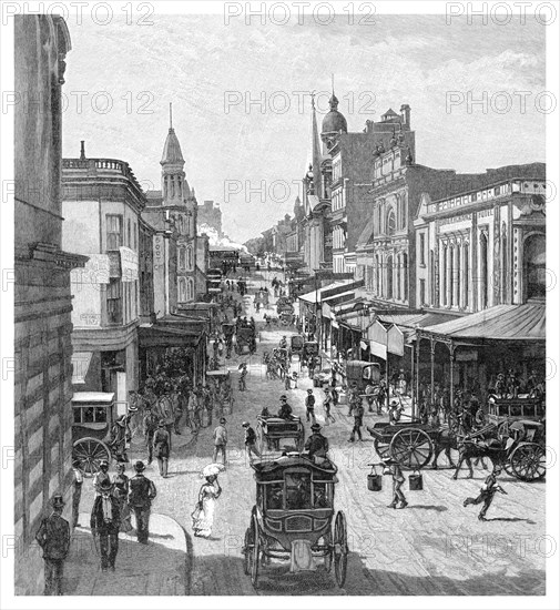 King Street, Sydney, New South Wales, Australia, 1886.Artist: JR Ashton