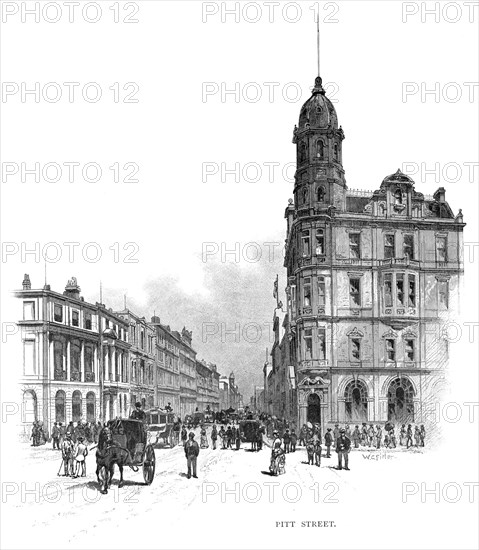 Pitt Street, Sydney, New South Wales, Australia, 1886.Artist: WC Fitler