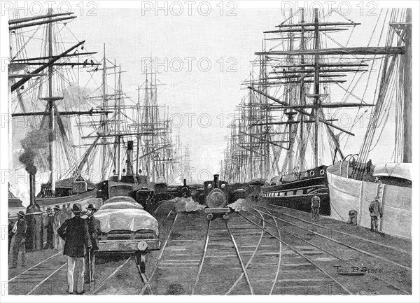 Port of Melbourne, Victoria, Australia, 1886.Artist: W Mollier