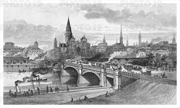 Princes Bridge, Melbourne, Victoria, Australia, 1886. Artist: Unknown