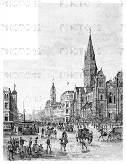 Swanston Street looking north, Melbourne, Victoria, Australia, 1886.Artist: Johnson