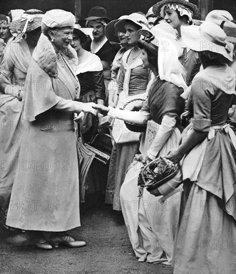 Queen Mary at the old Westminster market and fair in Dean's Yard, Westminster, c1936. Artist: Unknown