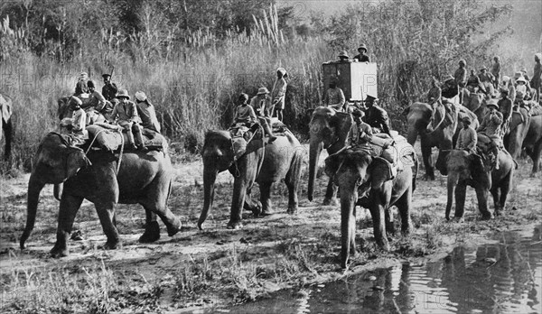 The Prince of Wales tiger shooting in India, 1921. Artist: Unknown