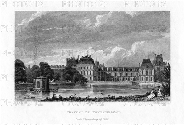 Chateau de Fontainebleau, France, 1829.Artist: E I Roberts